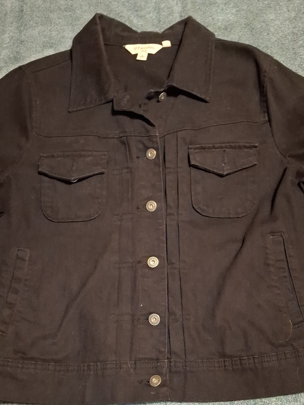 St. Johns Bay Black Buttoned-up Denim Jacket - Picture 3 of 4
